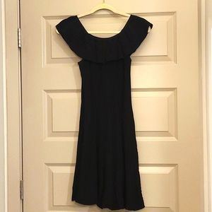 Zara off the shoulder ruffle stretch sexy black dress